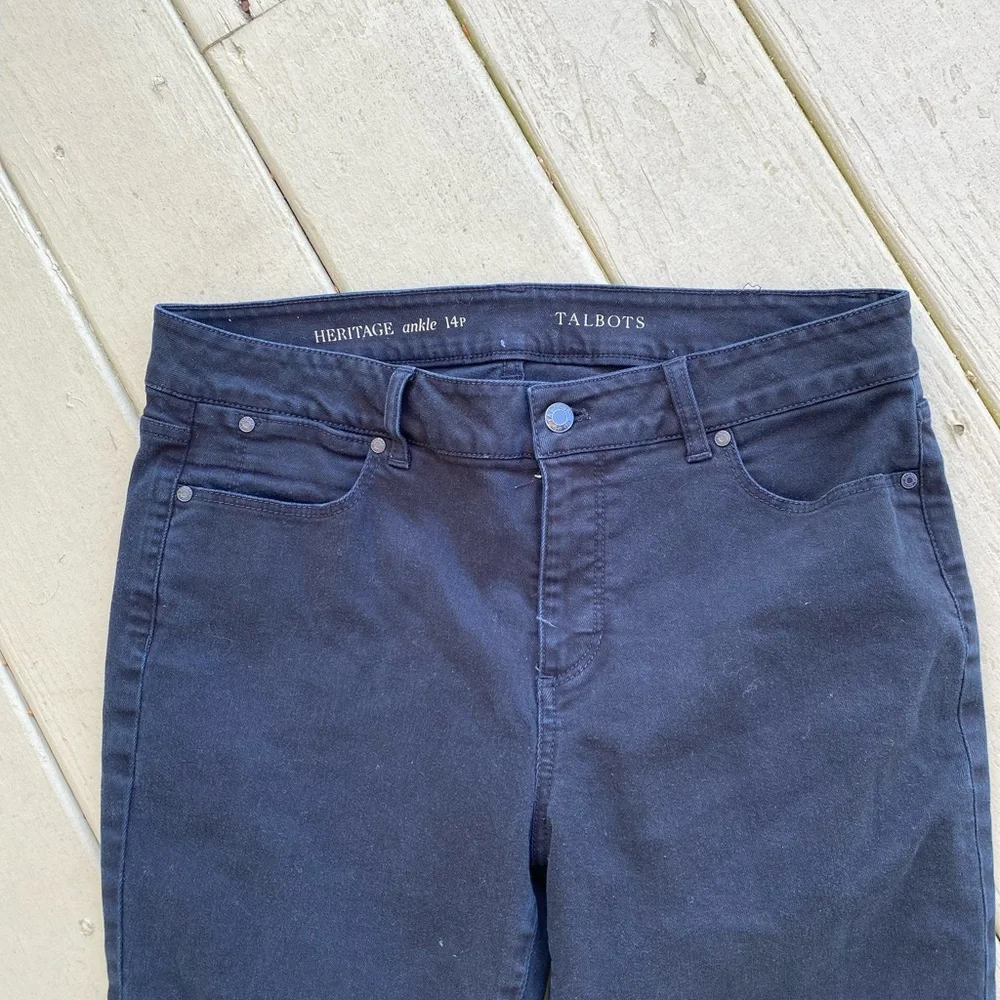 TALBOTS Women's Black Heritage High-Rise Ankle Jeans, Size: 14P